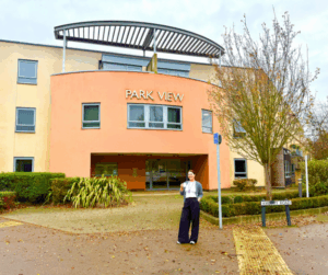 Registered Manager Sandra, outside our new Extra Care Facility, Park View 