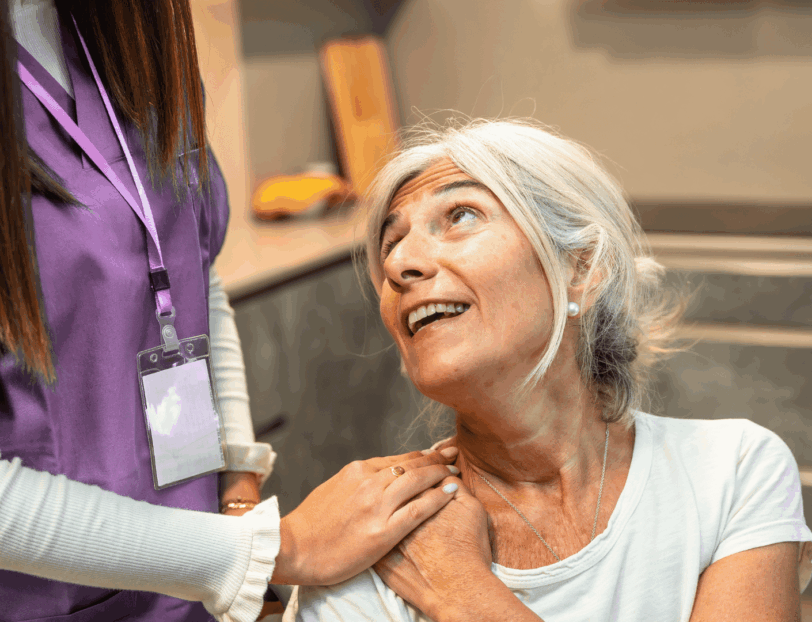 Universal Care Services carer, looking after a client