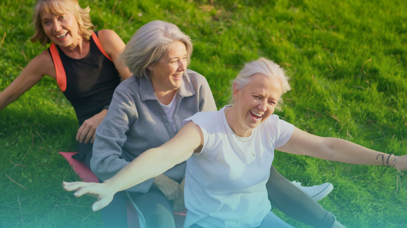 Depression In Older Adults, How Being Social Can Help, Three Women All Laughing And Having Fun On The Grass